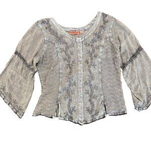 Agan Traders Women's Embroidered Ren Fair Tunic Blouse Rayon Size 2X Festival